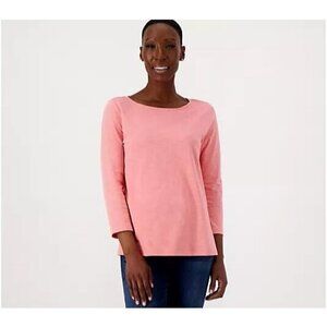 Candace Cameron Bure Breezy Cotton Ballet-Neck 3/4-Sleeve Top Blossom,XS